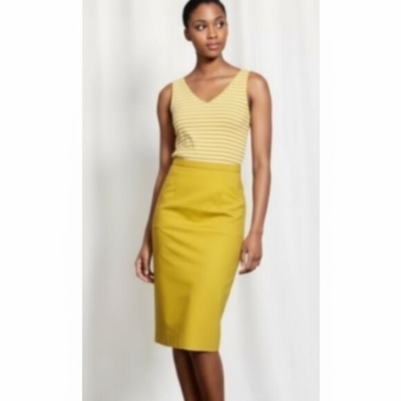 Boden Belle Pointe Yellow Stripe Sleeveless Sheath Pencil Dress US 8 Long - Picture 1 of 16